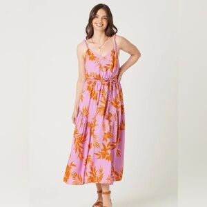 BILA77 | Aura Floral Maxi Dress Pink & Orange Medium Tropical Vacation Resort